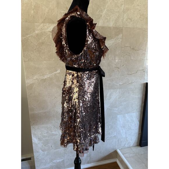 Free People Tribeca Sequin Mini Party Dress - 2 - Copper, Open Back, NYE Holiday - Picture 10 of 16